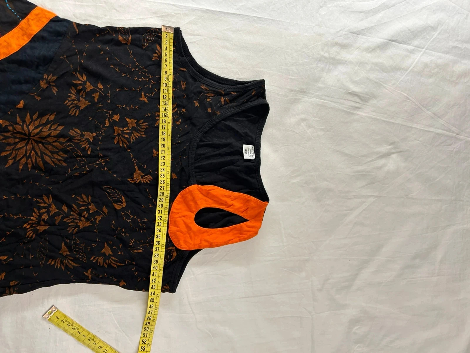 Vintage black and orange patterned dress size s/m made in Nepal 100% Cotton – photo 8